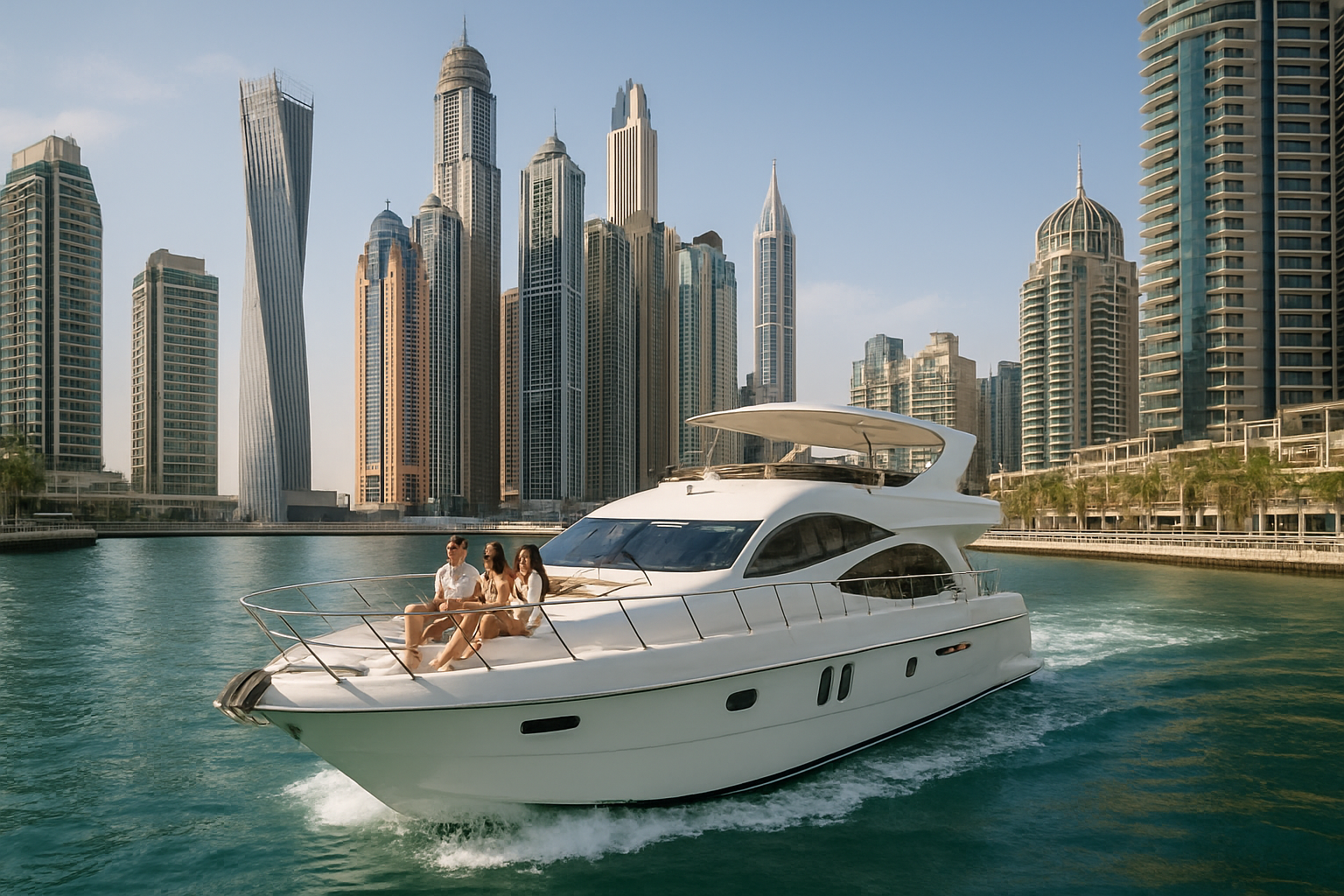 Luxury yacht tour along Dubai Marina